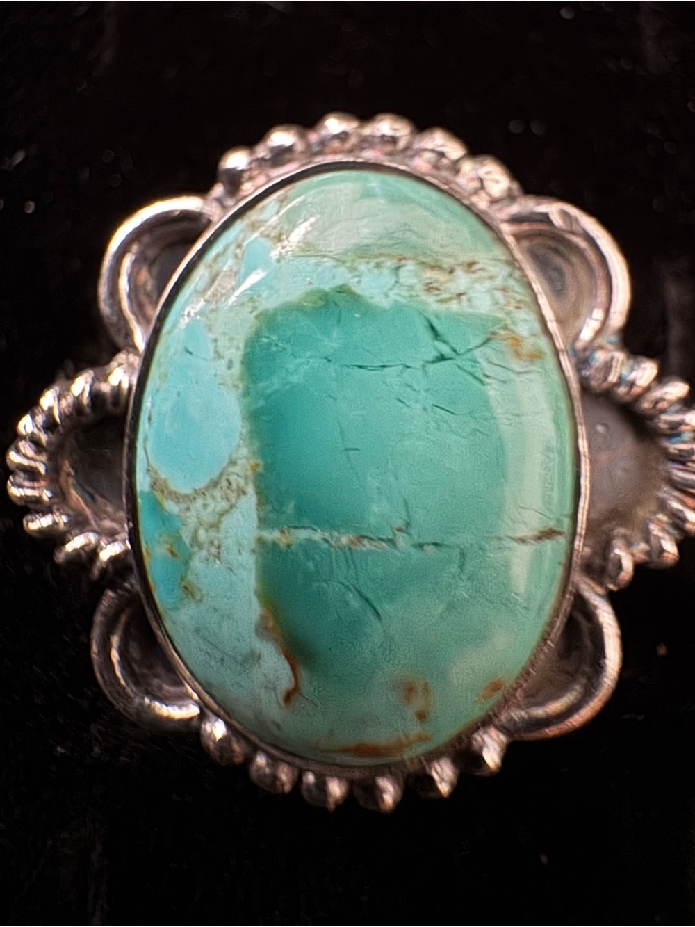 Beautiful Blue moon Turquoise Stone in sterling Silver Cocktail Ring - Turquoise